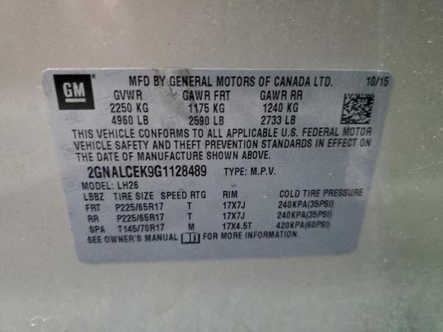 Photo 9 VIN: 2GNALCEK9G1128489 - CHEVROLET EQUINOX LT 