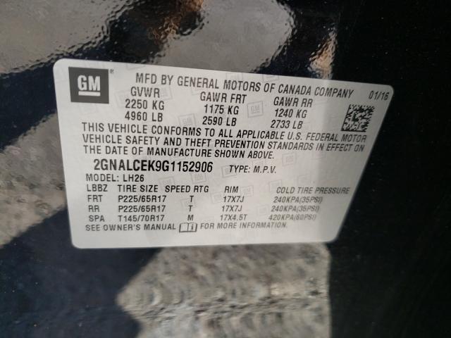 Photo 9 VIN: 2GNALCEK9G1152906 - CHEVROLET EQUINOX LT 