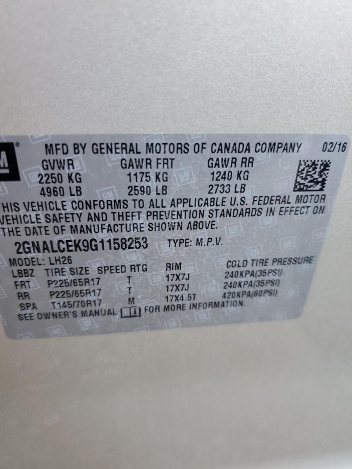 Photo 11 VIN: 2GNALCEK9G1158253 - CHEVROLET EQUINOX 