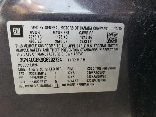 Photo 12 VIN: 2GNALCEK9G6202724 - CHEVROLET EQUINOX LT 