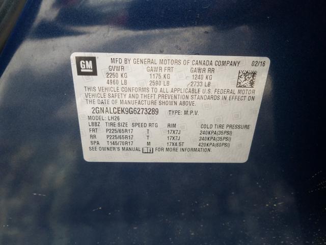 Photo 9 VIN: 2GNALCEK9G6273289 - CHEVROLET EQUINOX 