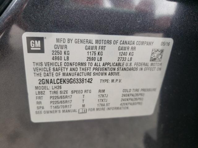 Photo 9 VIN: 2GNALCEK9G6338142 - CHEVROLET EQUINOX LT 