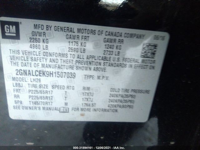 Photo 8 VIN: 2GNALCEK9H1507039 - CHEVROLET EQUINOX 