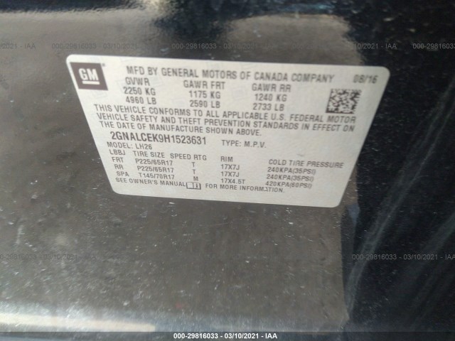 Photo 8 VIN: 2GNALCEK9H1523631 - CHEVROLET EQUINOX 