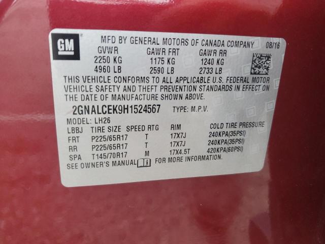 Photo 12 VIN: 2GNALCEK9H1524567 - CHEVROLET EQUINOX LT 