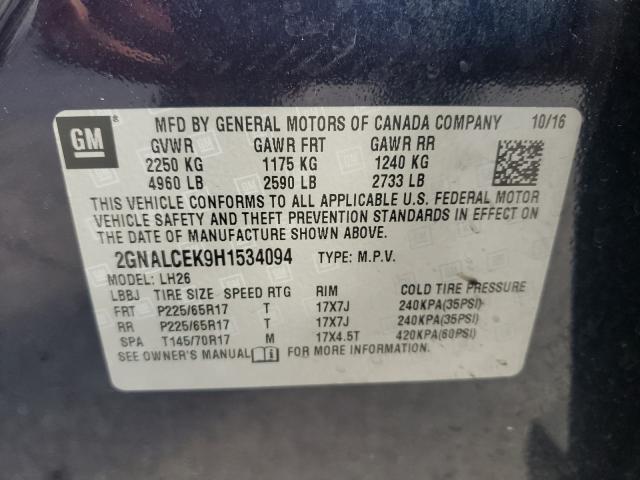 Photo 9 VIN: 2GNALCEK9H1534094 - CHEVROLET EQUINOX LT 