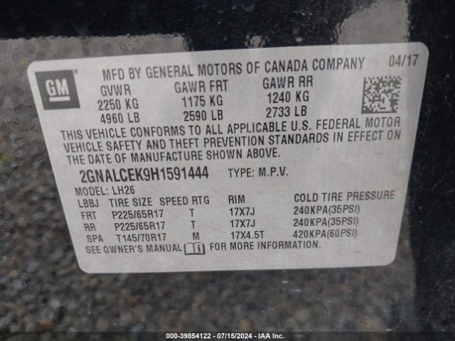 Photo 8 VIN: 2GNALCEK9H1591444 - CHEVROLET EQUINOX 