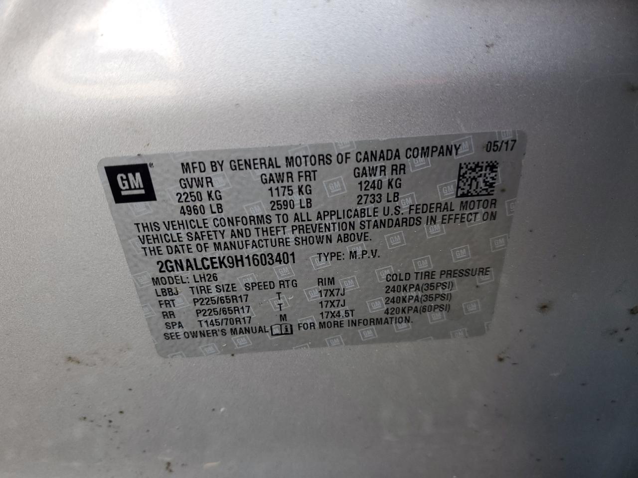 Photo 12 VIN: 2GNALCEK9H1603401 - CHEVROLET EQUINOX 