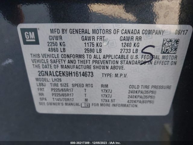 Photo 8 VIN: 2GNALCEK9H1614673 - CHEVROLET EQUINOX 