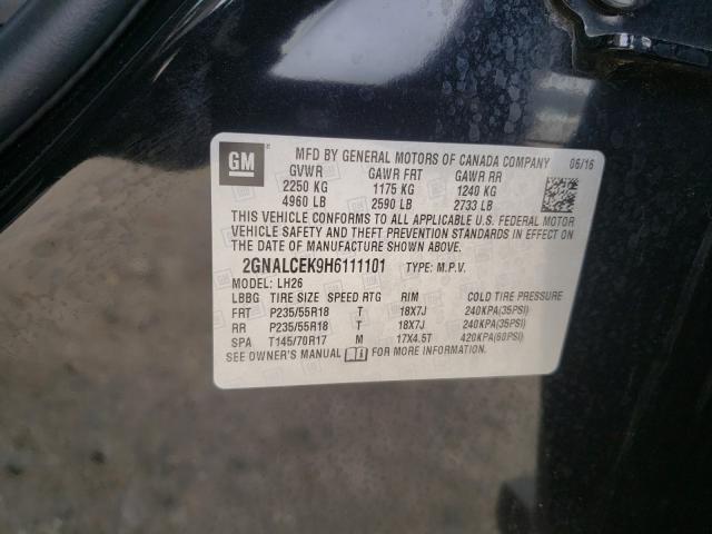 Photo 9 VIN: 2GNALCEK9H6111101 - CHEVROLET EQUINOX LT 