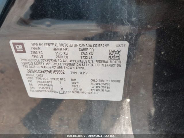 Photo 8 VIN: 2GNALCEK9H6169662 - CHEVROLET EQUINOX 