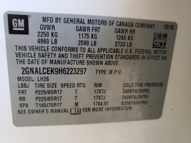 Photo 9 VIN: 2GNALCEK9H6223297 - CHEVROLET EQUINOX LT 