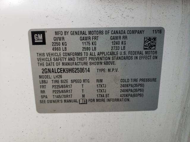 Photo 9 VIN: 2GNALCEK9H6250614 - CHEVROLET EQUINOX LT 