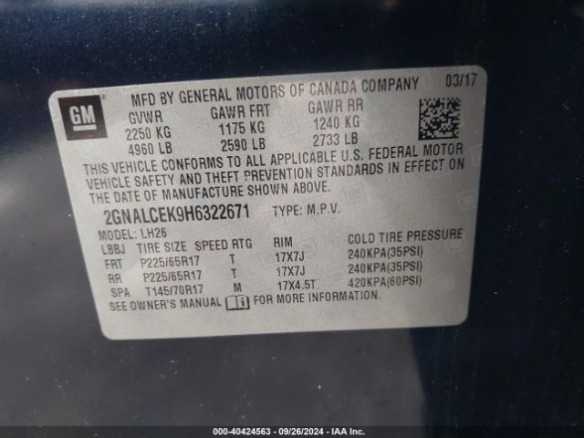 Photo 8 VIN: 2GNALCEK9H6322671 - CHEVROLET EQUINOX 