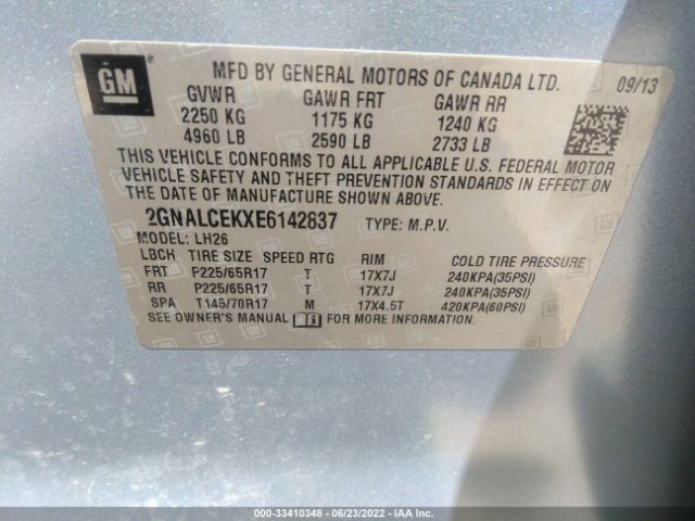 Photo 8 VIN: 2GNALCEKXE6142837 - CHEVROLET EQUINOX 