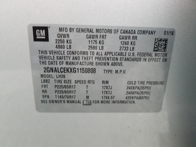 Photo 9 VIN: 2GNALCEKXG1150808 - CHEVROLET EQUINOX LT 