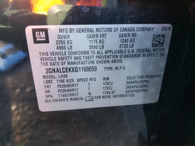 Photo 9 VIN: 2GNALCEKXG1168659 - CHEVROLET EQUINOX LT 