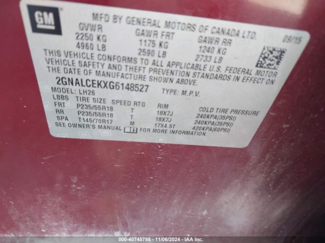 Photo 8 VIN: 2GNALCEKXG6148527 - CHEVROLET EQUINOX 