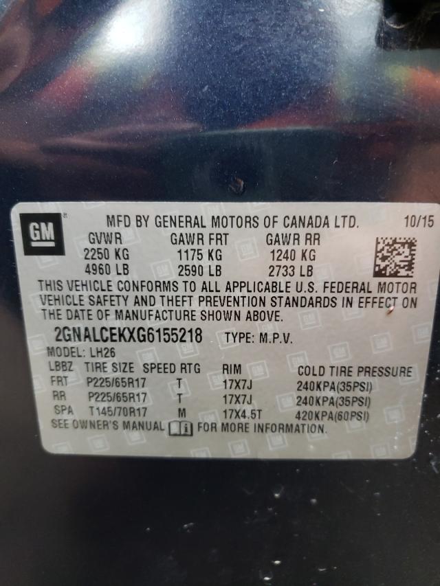 Photo 9 VIN: 2GNALCEKXG6155218 - CHEVROLET EQUINOX LT 