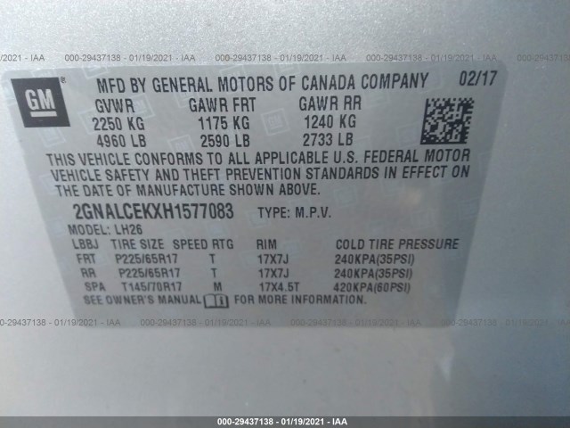 Photo 8 VIN: 2GNALCEKXH1577083 - CHEVROLET EQUINOX 