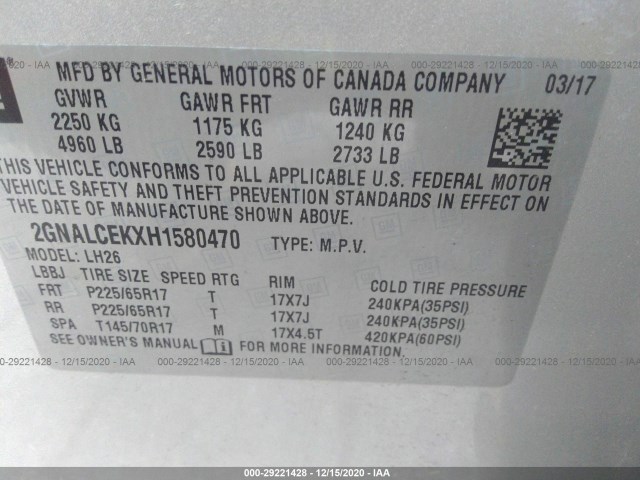 Photo 8 VIN: 2GNALCEKXH1580470 - CHEVROLET EQUINOX 