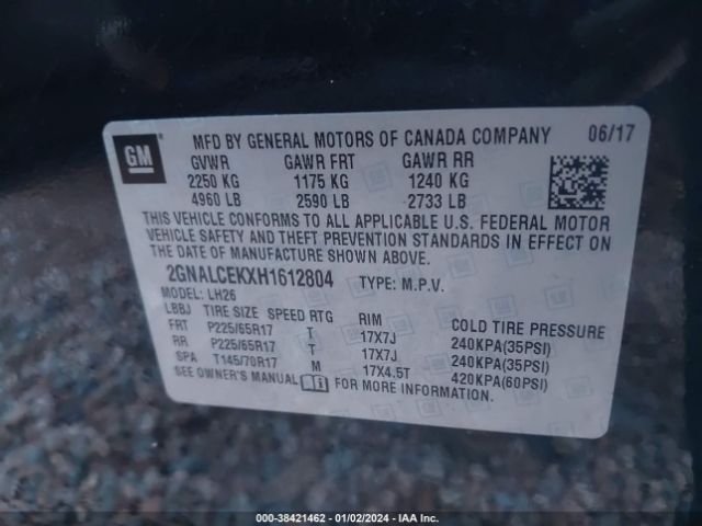 Photo 8 VIN: 2GNALCEKXH1612804 - CHEVROLET EQUINOX 