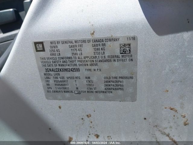 Photo 8 VIN: 2GNALCEKXH6242599 - CHEVROLET EQUINOX 