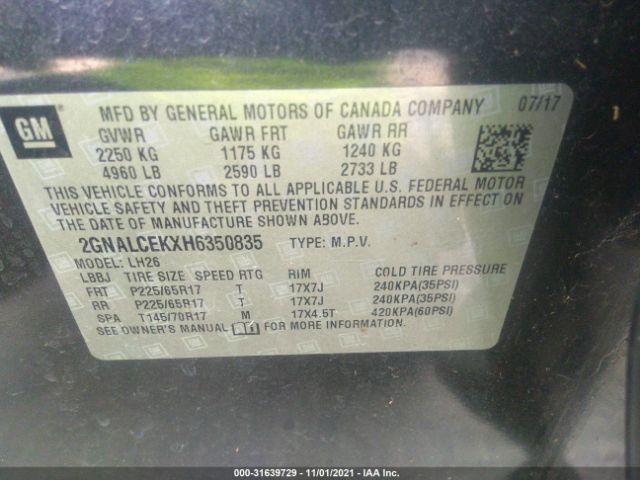 Photo 8 VIN: 2GNALCEKXH6350835 - CHEVROLET EQUINOX 