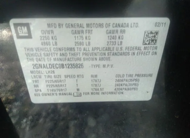 Photo 8 VIN: 2GNALDEC0B1235826 - CHEVROLET EQUINOX 