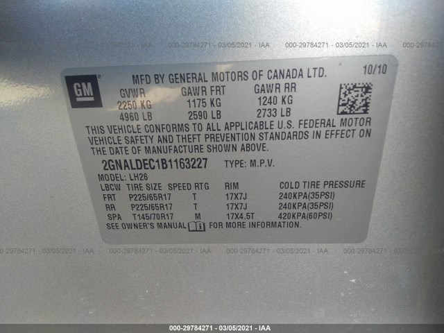 Photo 8 VIN: 2GNALDEC1B1163227 - CHEVROLET EQUINOX 