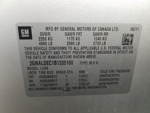 Photo 9 VIN: 2GNALDEC1B1335160 - CHEVROLET EQUINOX LT 