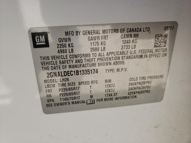 Photo 9 VIN: 2GNALDEC1B1335174 - CHEVROLET EQUINOX LT 