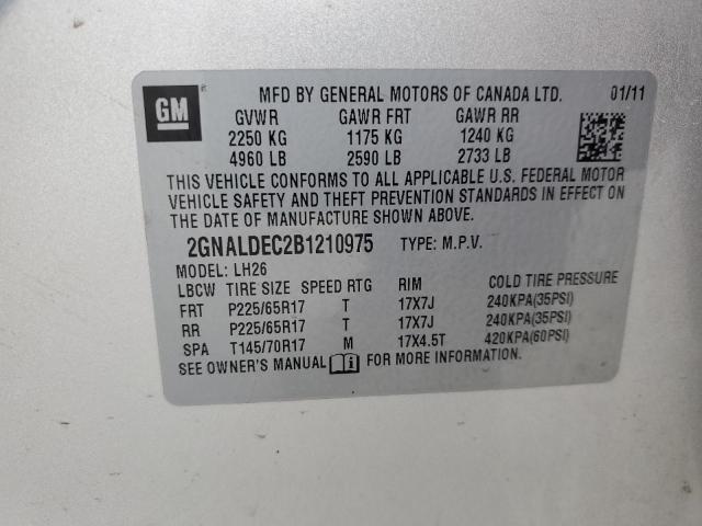 Photo 11 VIN: 2GNALDEC2B1210975 - CHEVROLET EQUINOX LT 