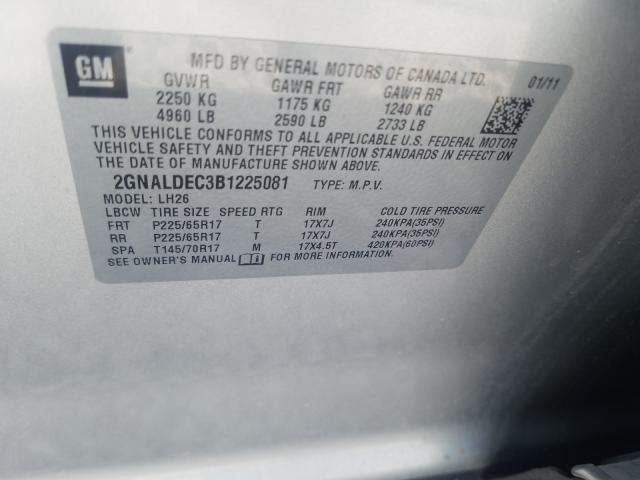 Photo 9 VIN: 2GNALDEC3B1225081 - CHEVROLET EQUINOX LS 