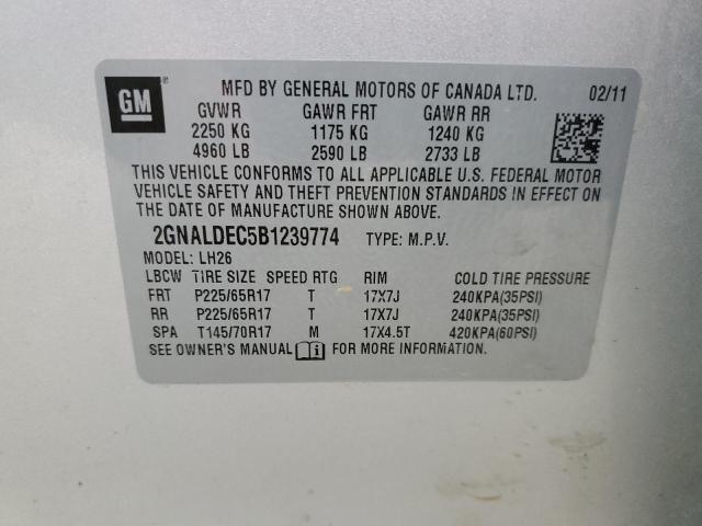 Photo 11 VIN: 2GNALDEC5B1239774 - CHEVROLET EQUINOX 