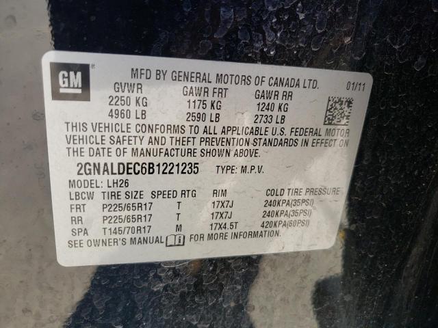 Photo 9 VIN: 2GNALDEC6B1221235 - CHEVROLET EQUINOX LT 