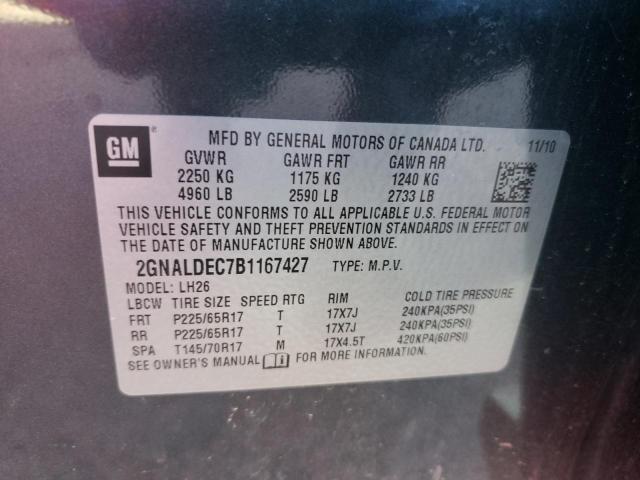 Photo 9 VIN: 2GNALDEC7B1167427 - CHEVROLET EQUINOX LT 