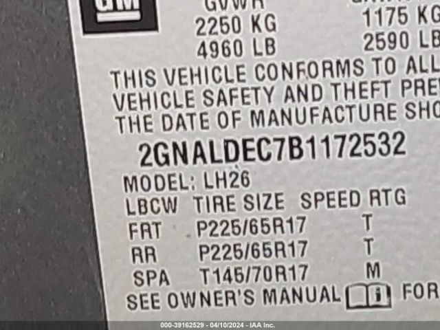 Photo 8 VIN: 2GNALDEC7B1172532 - CHEVROLET EQUINOX 