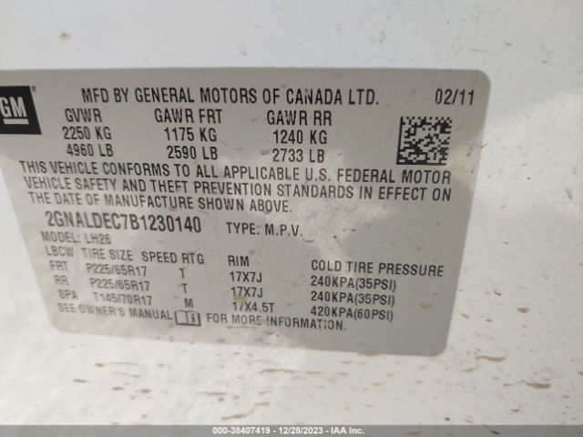 Photo 8 VIN: 2GNALDEC7B1230140 - CHEVROLET EQUINOX 