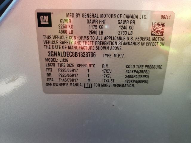 Photo 9 VIN: 2GNALDEC8B1323796 - CHEVROLET EQUINOX LT 