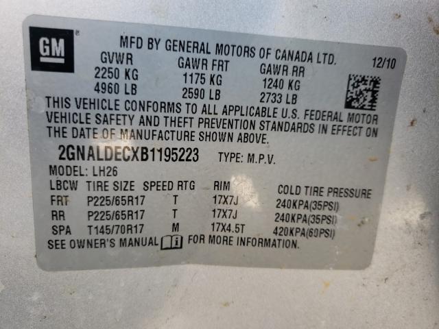 Photo 9 VIN: 2GNALDECXB1195223 - CHEVROLET EQUINOX LT 