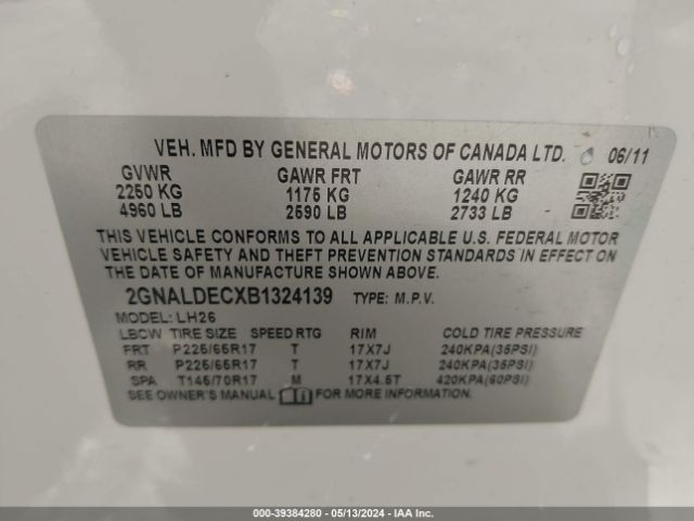 Photo 8 VIN: 2GNALDECXB1324139 - CHEVROLET EQUINOX 