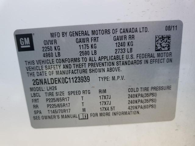 Photo 12 VIN: 2GNALDEK0C1123939 - CHEVROLET EQUINOX LT 