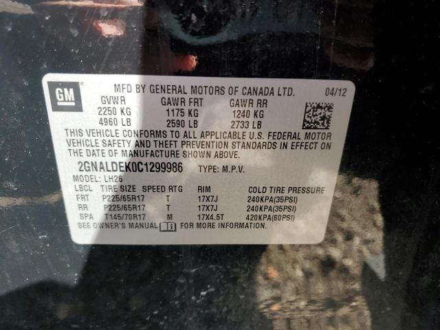 Photo 12 VIN: 2GNALDEK0C1299986 - CHEVROLET EQUINOX LT 