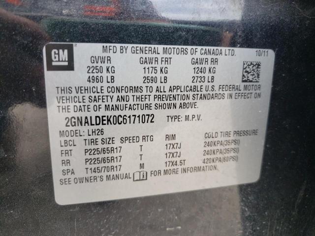 Photo 9 VIN: 2GNALDEK0C6171072 - CHEVROLET EQUINOX LT 