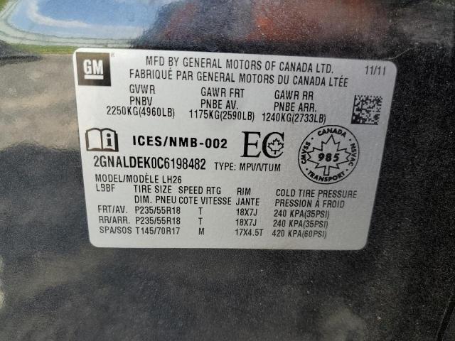 Photo 12 VIN: 2GNALDEK0C6198482 - CHEVROLET EQUINOX LT 