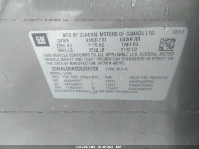 Photo 8 VIN: 2GNALDEK0C6225728 - CHEVROLET EQUINOX 