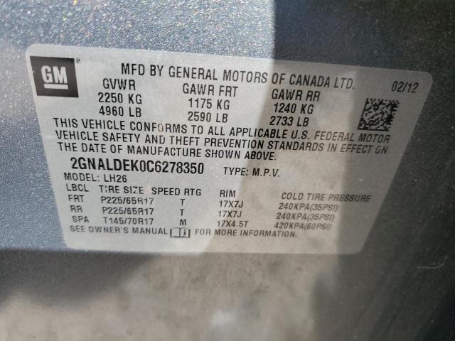 Photo 12 VIN: 2GNALDEK0C6278350 - CHEVROLET EQUINOX LT 