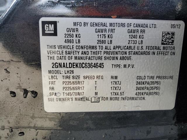 Photo 11 VIN: 2GNALDEK0C6364645 - CHEVROLET EQUINOX LT 