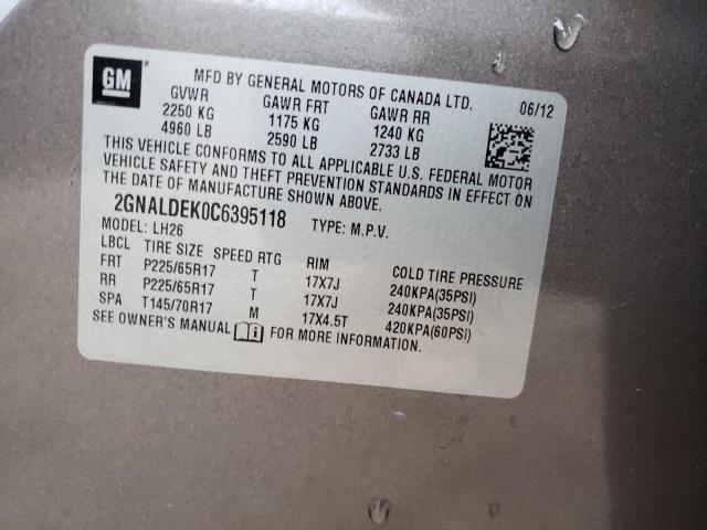 Photo 12 VIN: 2GNALDEK0C6395118 - CHEVROLET EQUINOX LT 